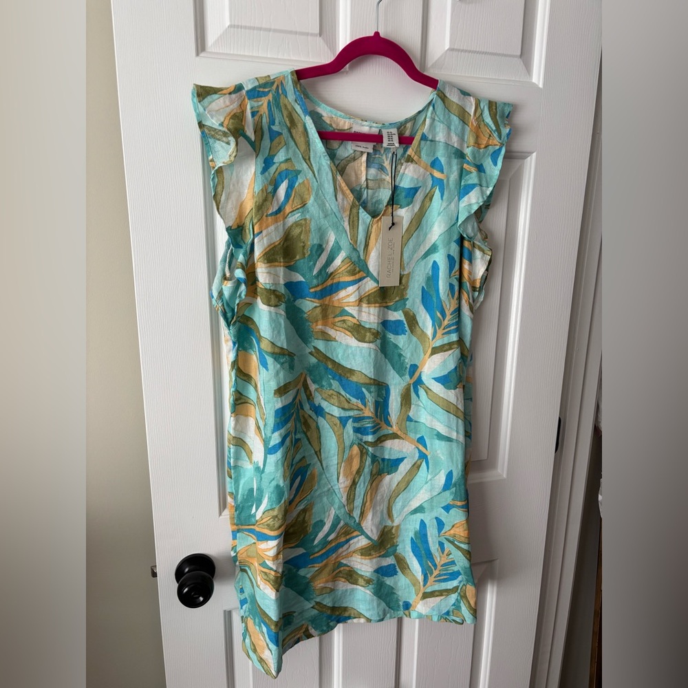 NWT Brand new- Rachel Zoe Aqua Leaf Print Mini Dress